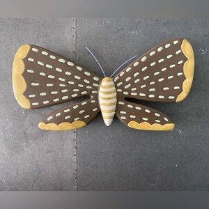 Ceramic Brown and Yellow Butterfly / Moth Wall Decor